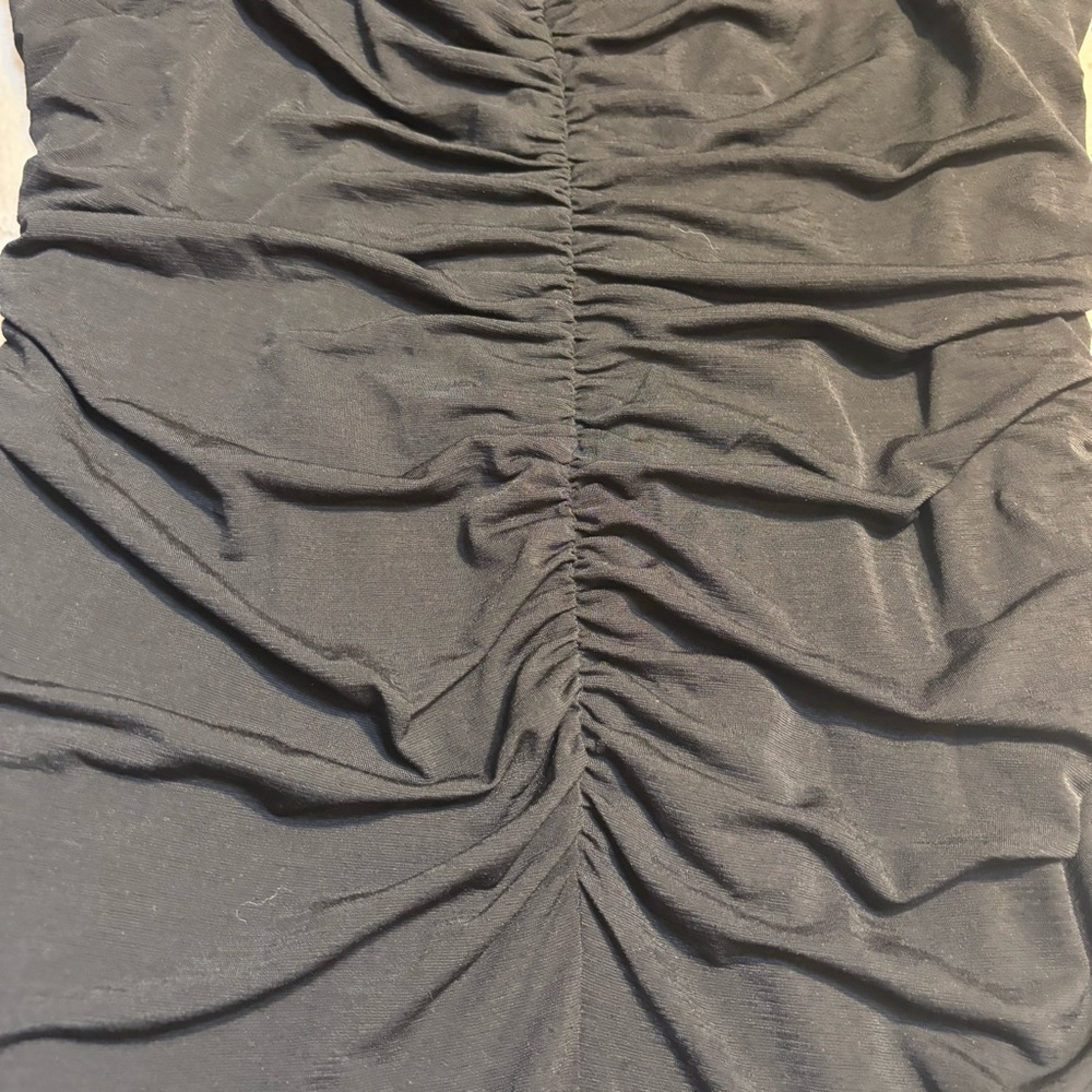 NWT 19 Cooper Dress Large Black Long Balloon Sleeves Ruched Lined Sexy Stretch - Picture 9 of 15